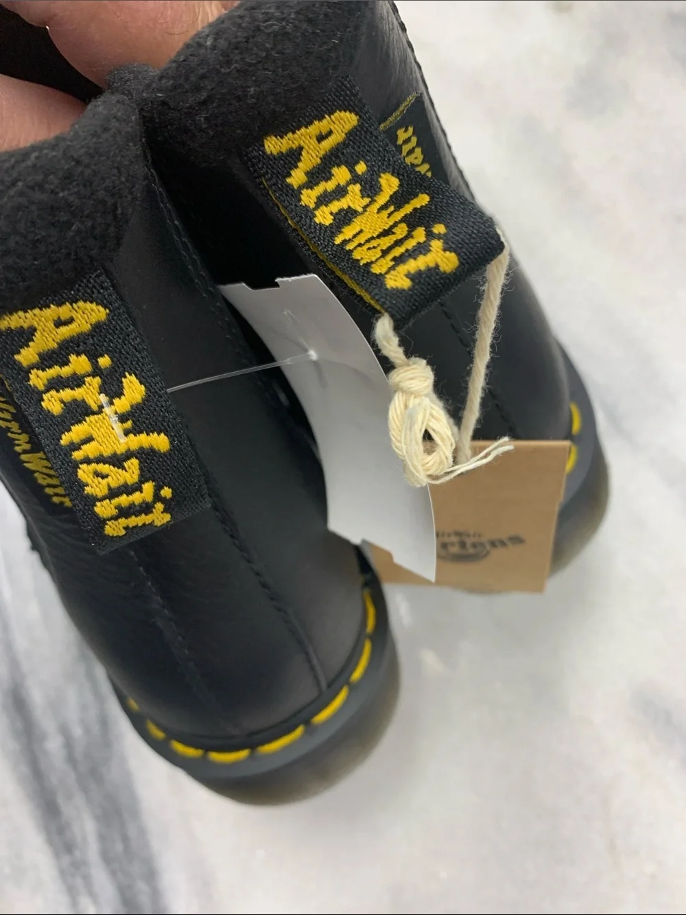 Dr. Martens Black Boot with Yellow Accent Stitching